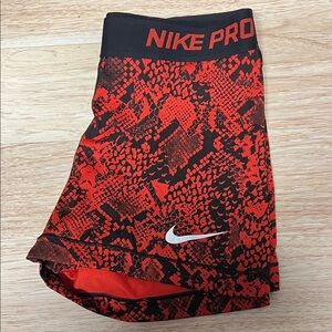 Nike Pro Red and Black Patterned Shorts